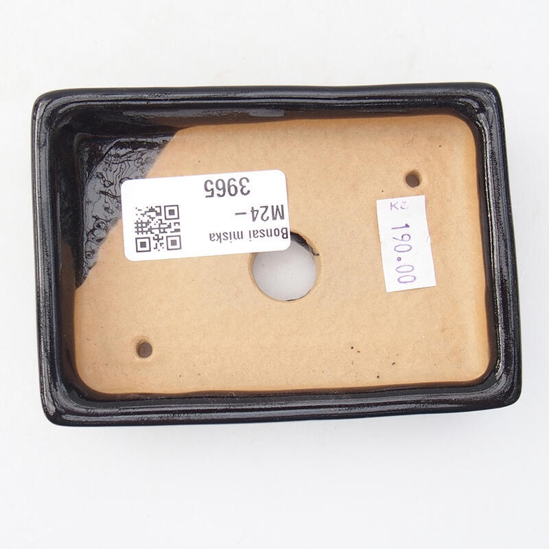 kerámia bonsai tál 10,5 x 7 x 2 cm, fekete színben