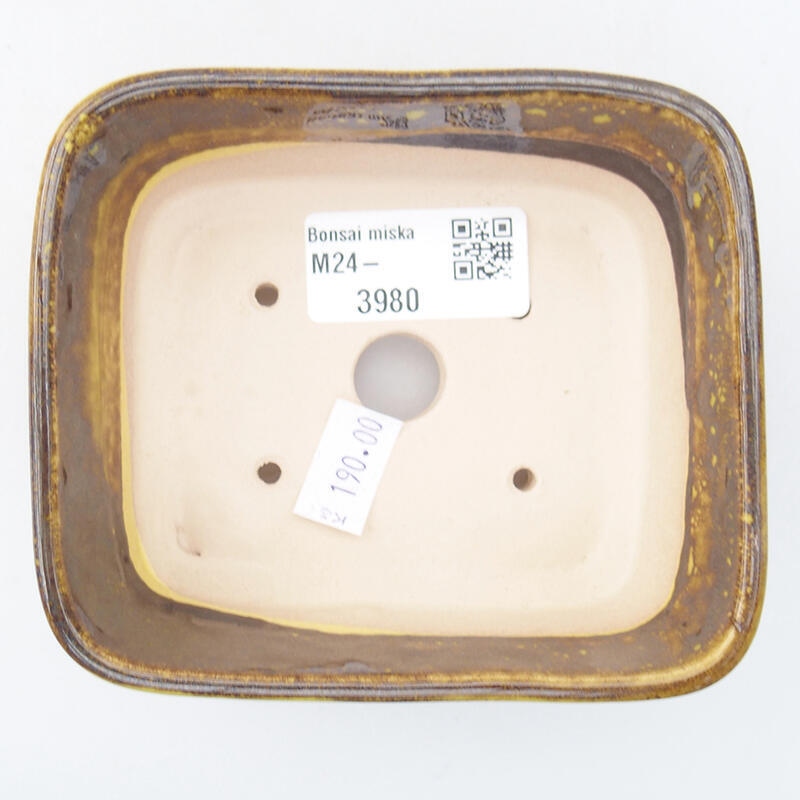 bonsai kerámia tál 10,5 x 9,5 x 4 cm, sárga