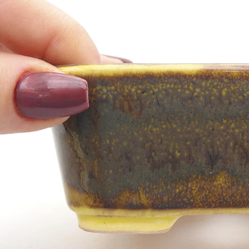 bonsai kerámia tál 10,5 x 9,5 x 4 cm, sárga