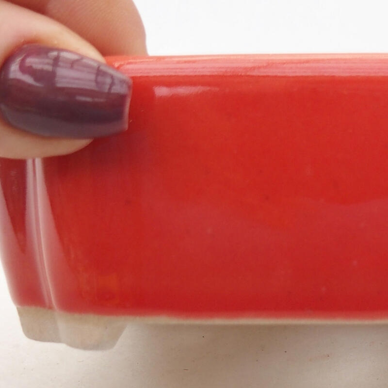 kerámia bonsai tál 10 x 5,5 x 4 cm, piros színben