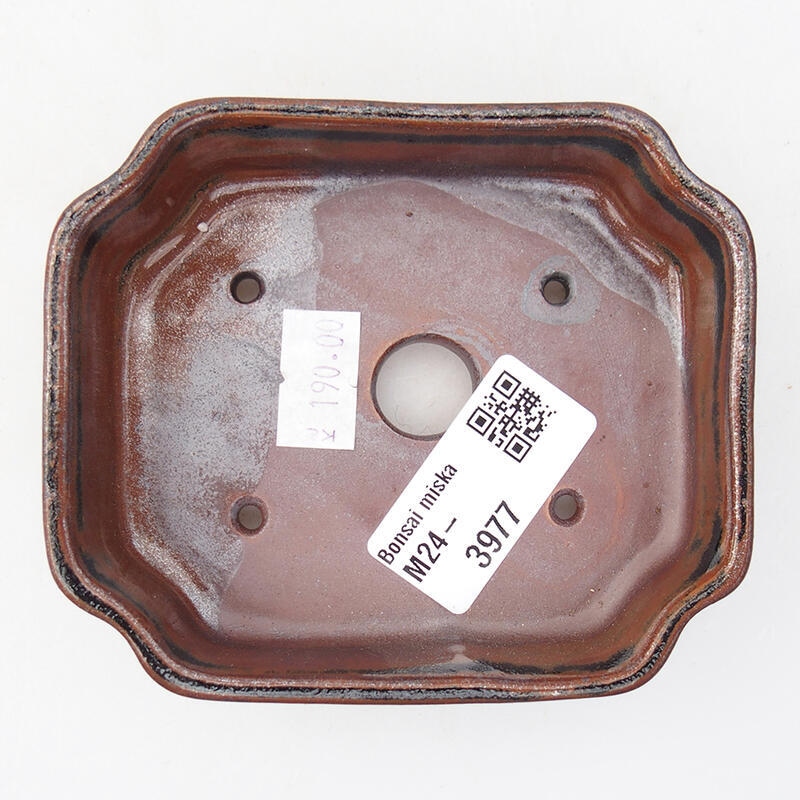 kerámia bonsai tál 10 x 8,5 x 2,5 cm, barna
