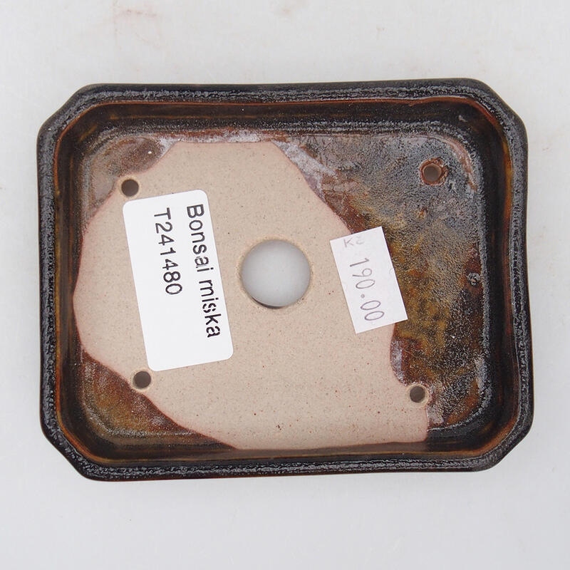 kerámia bonsai tál 10 x 8 x 2 cm, fekete-barna