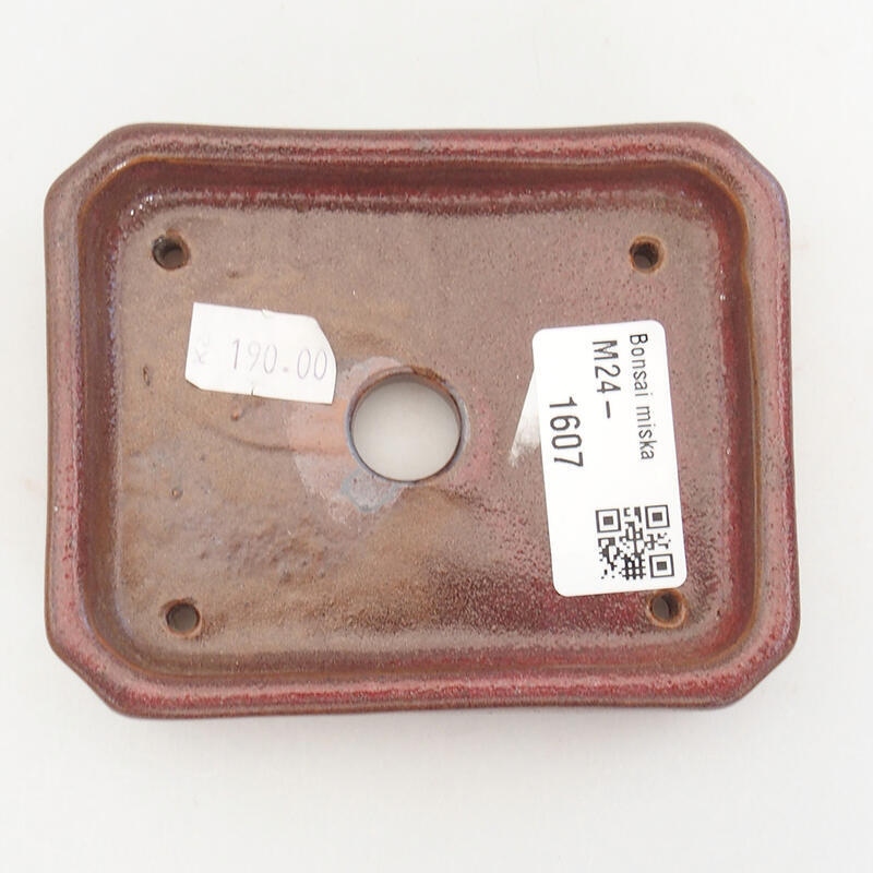 kerámia bonsai tál 10 x 8 x 2 cm, bordó, bordó