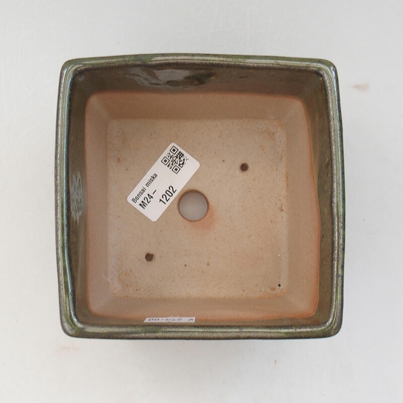 kerámia bonsai tál 11,5 x 11,5 x 9 cm, zöld