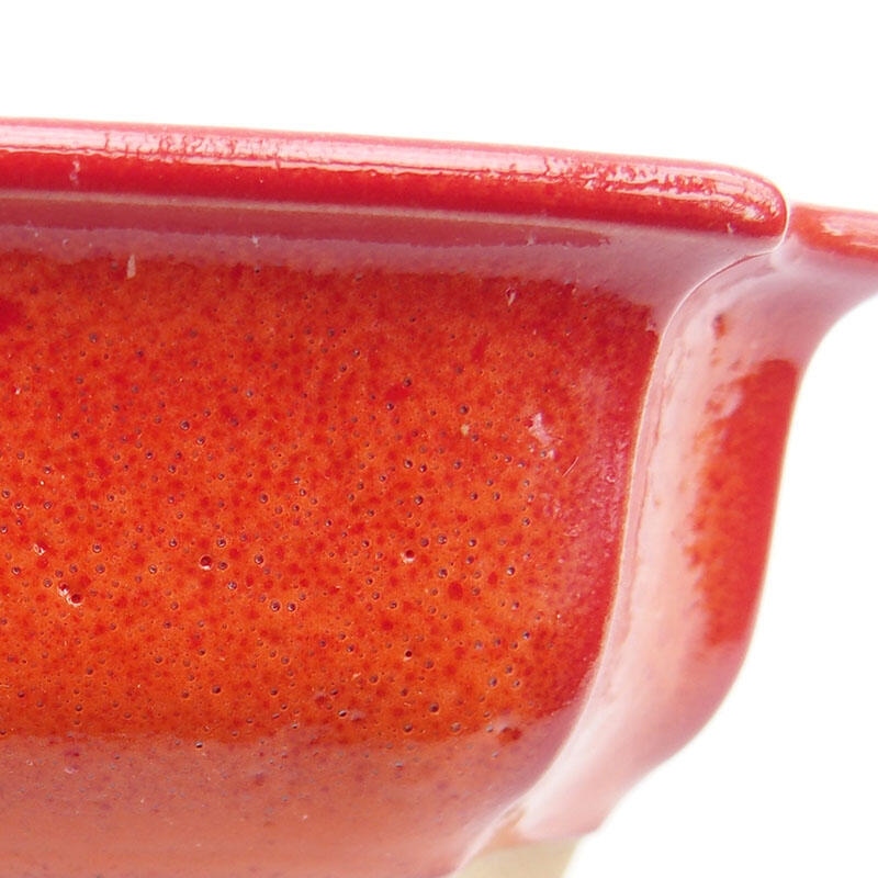 kerámia bonsai tál 11,5 x 8,5 x 4 cm, piros-narancs színben