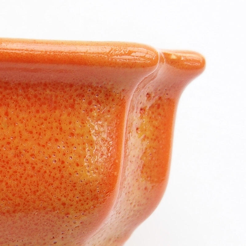 kerámia bonsai tál 11,5 x 8,5 x 4 cm, sárga-narancs színű