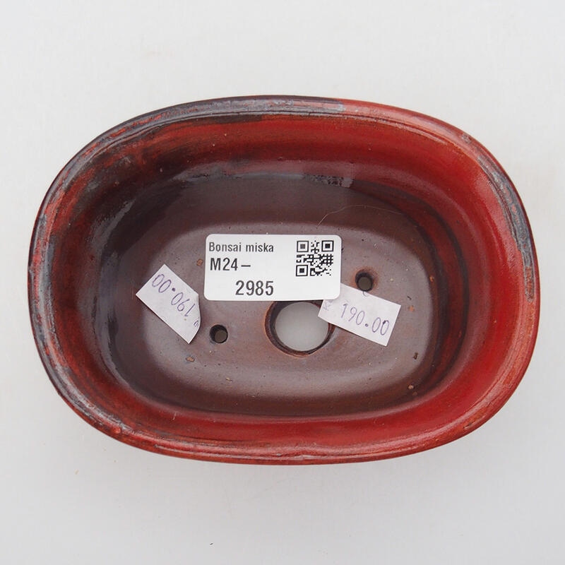 kerámia bonsai tál 11,5 x 8 x 5 cm, piros színben