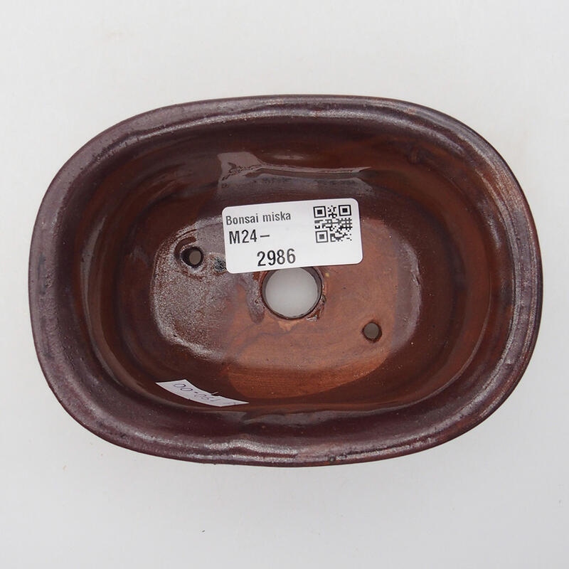 kerámia bonsai tál 11,5 x 8 x 5 cm, barna-fekete színben