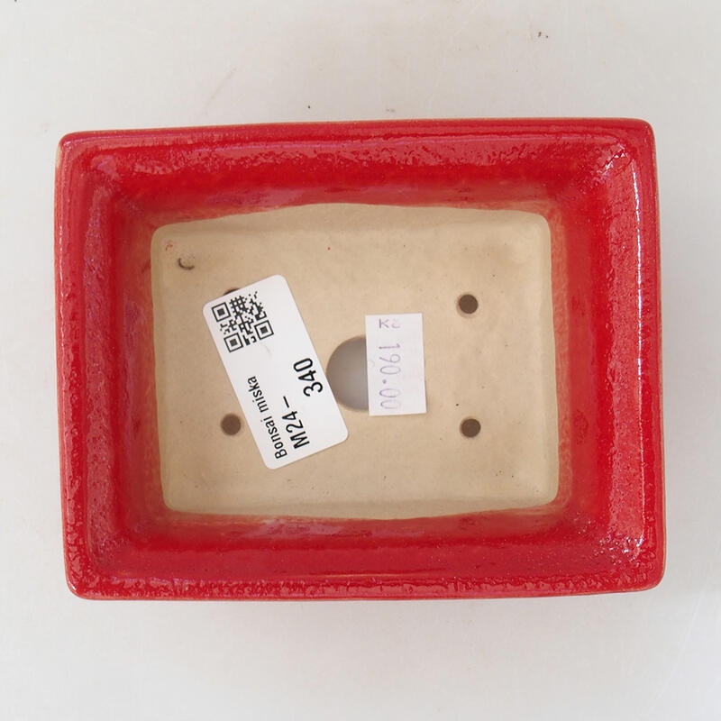 kerámia bonsai tál 11,5 x 9 x 4,5 cm, piros színű