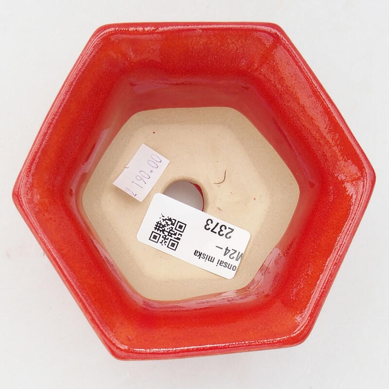 kerámia bonsai tál 11 x 10 x 5,5 cm, piros színben