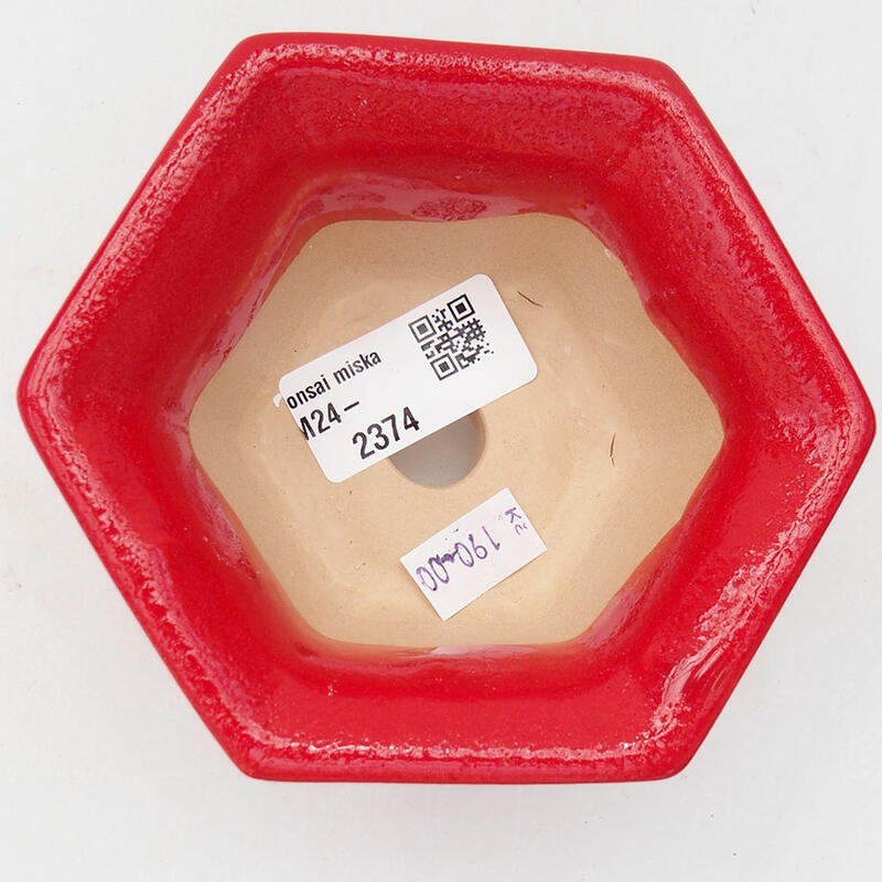 kerámia bonsai tál 11 x 10 x 5,5 cm, piros színben