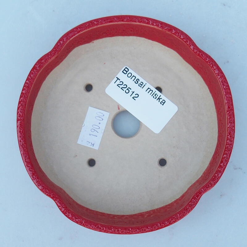 kerámia bonsai tál 11 x 11 x 2,5 cm, piros színben