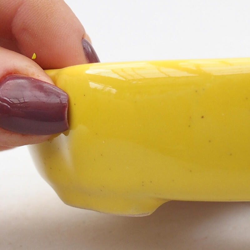 kerámia bonsai tál 11 x 11 x 3 cm, sárga