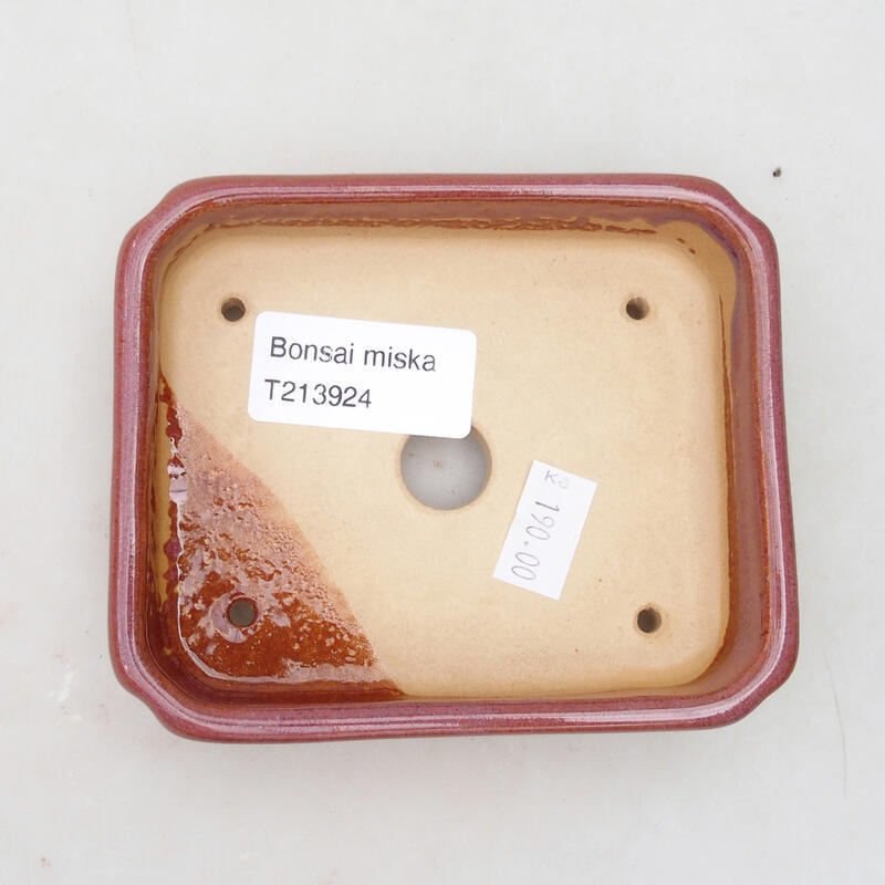 kerámia bonsai tál 11 x 9 x 3 cm, rózsaszínű