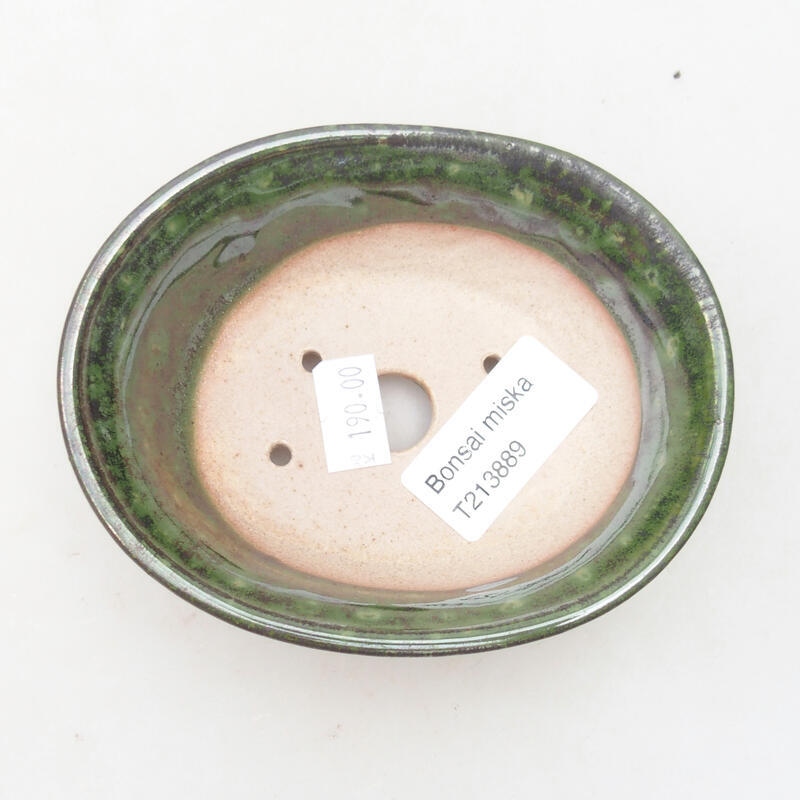 kerámia bonsai tál 11 x 9 x 4 cm, metál zöld