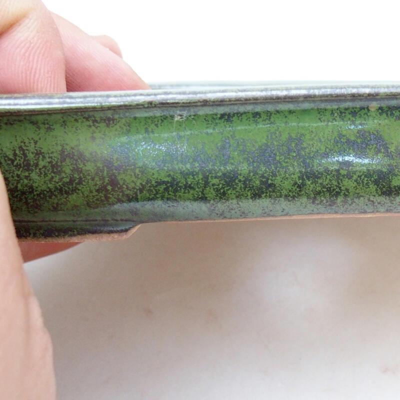 Kerámia bonsai tál 12,5 x 10,5 x 2,5 cm, zöld