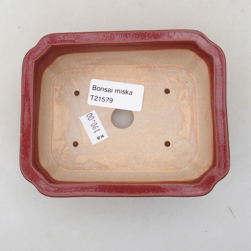 kerámia bonsai tál 12,5 x 10 x 4 cm, bordó színben