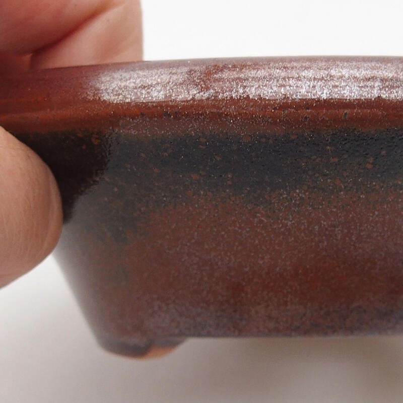 kerámia bonsai tál 12,5 x 12,5 x 3,5 cm, barna-fekete színben