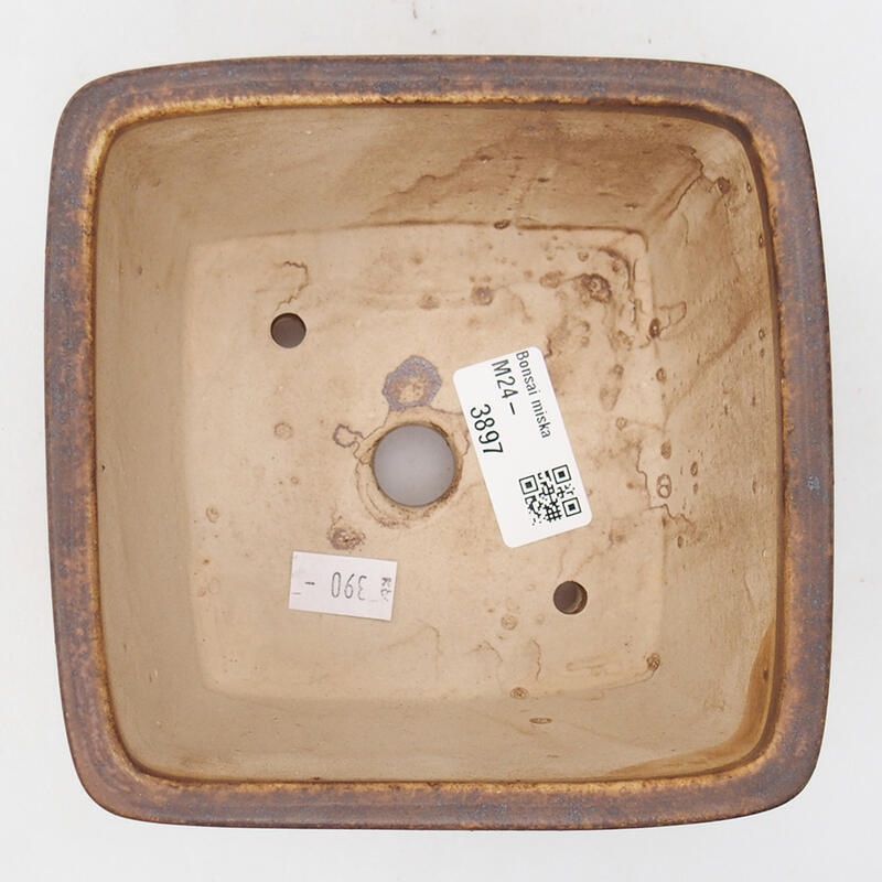 kerámia bonsai tál 12,5 x 12,5 x 8 cm, barna