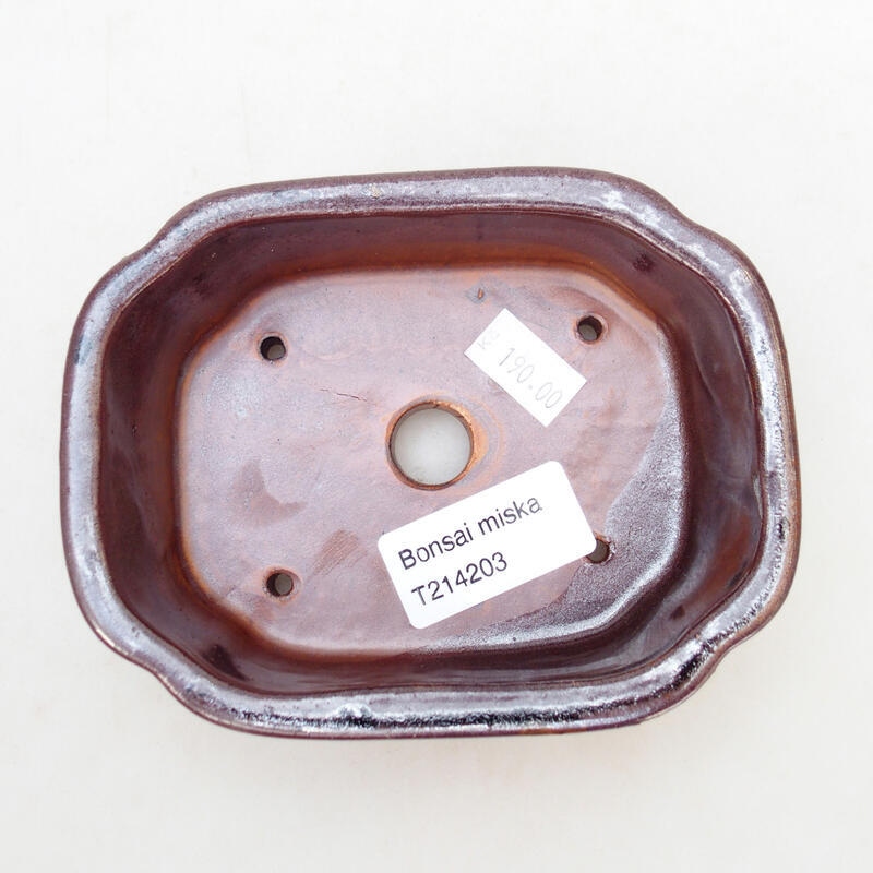 kerámia bonsai tál 12,5 x 9,5 x 4,5 cm, barna-fekete színben