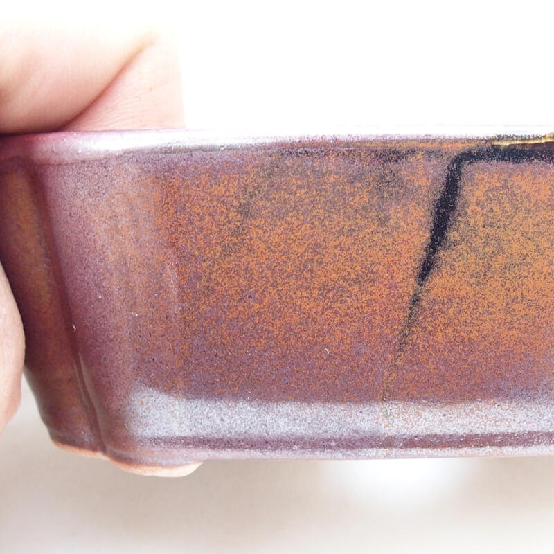 kerámia bonsai tál 12,5 x 9,5 x 4,5 cm, barna-fekete színben