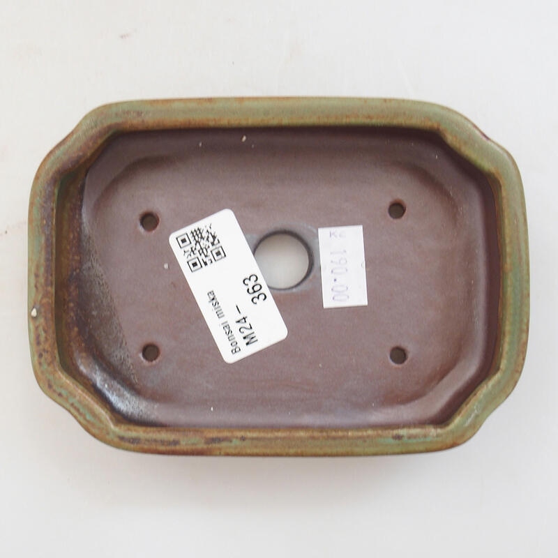 kerámia bonsai tál 12,5 x 9 x 3 cm, zöld