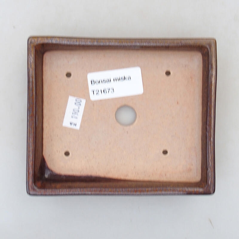 kerámia bonsai tál 12 x 9,5 x 2,5 cm, barna