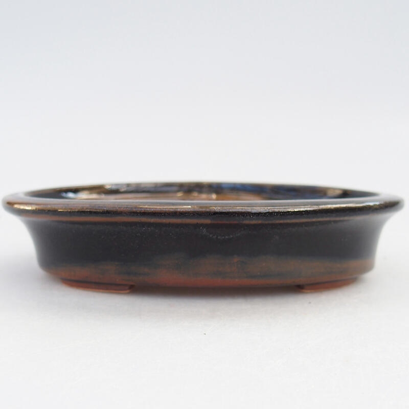 kerámia bonsai tál 13,5 x 10,5 x 3 cm, fekete-barna