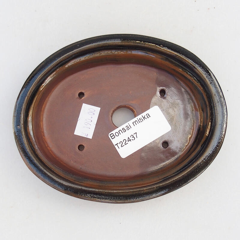 kerámia bonsai tál 13,5 x 10,5 x 3 cm, fekete-barna
