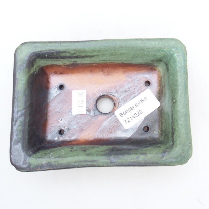kerámia bonsai tál 13,5 x 10 x 4 cm, szürkészöld