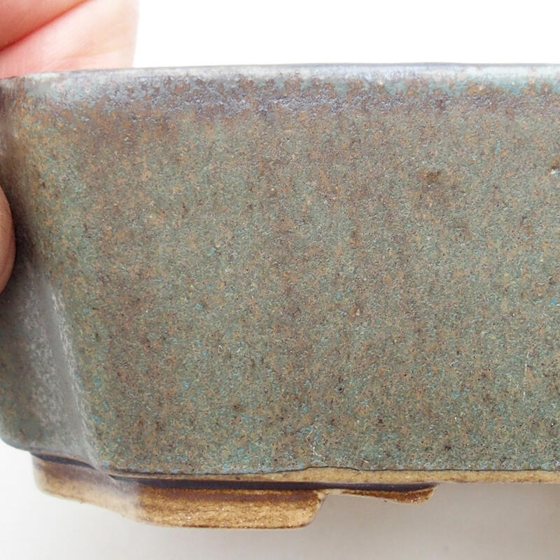 Kerámia bonsai tál 13,5 x 11,5 x 4,5 cm, zöld