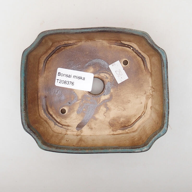 Kerámia bonsai tál 13,5 x 11,5 x 4,5 cm, zöld