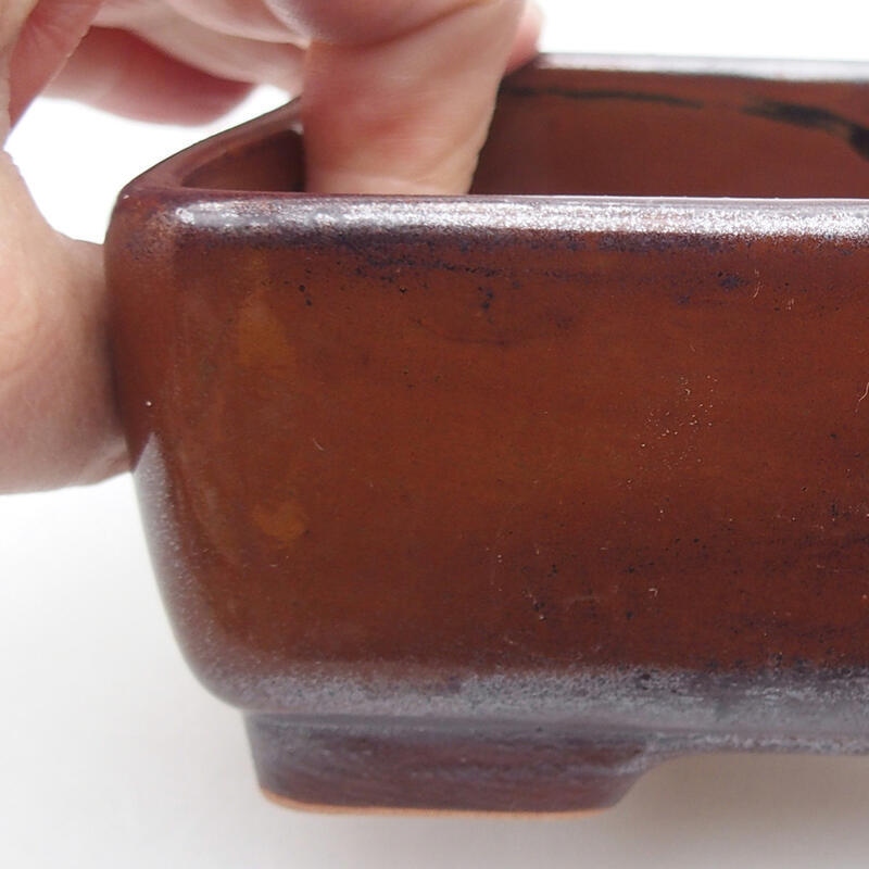 kerámia bonsai tál 14,5 x 11 x 5 cm, barna színű