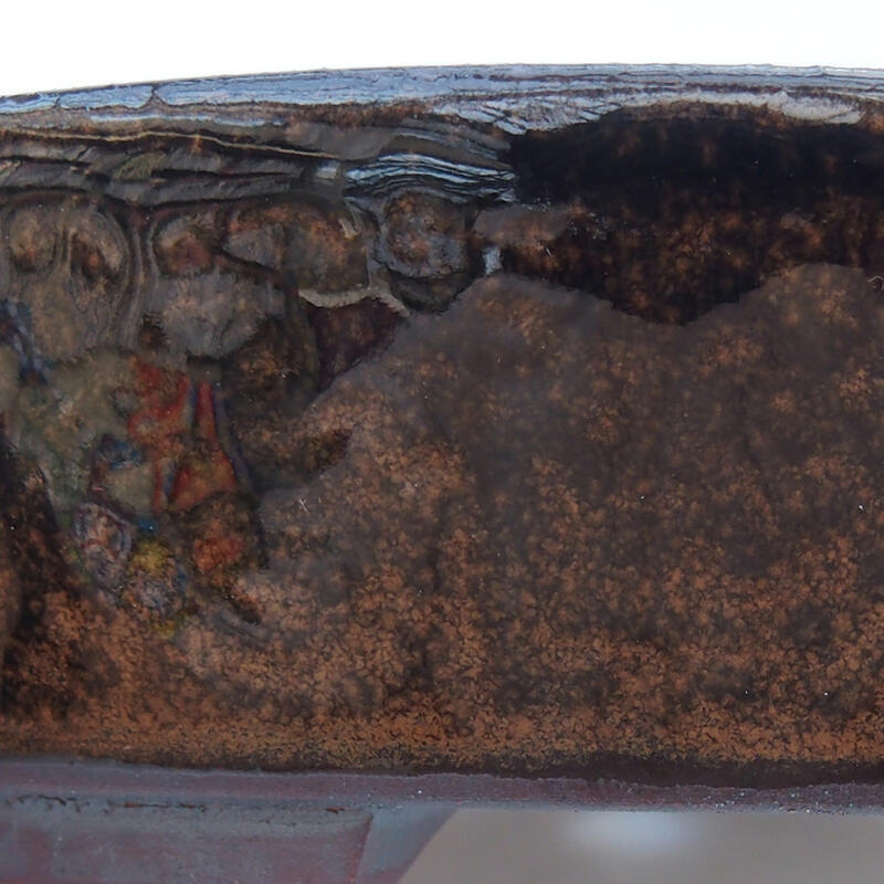 Kerámia bonsai tál 14,5 x 13,5 x 4 cm, fekete-barna