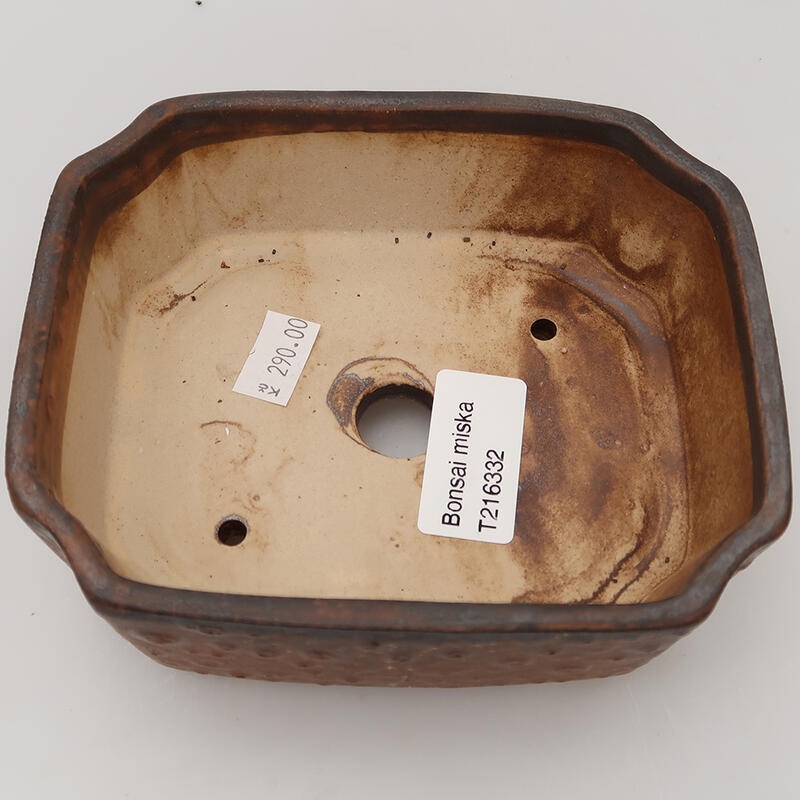kerámia bonsai tál 14 x 11,5 x 4,5 cm, barna