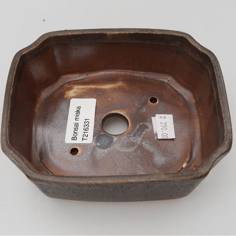 kerámia bonsai tál 14 x 11,5 x 4,5 cm, barna