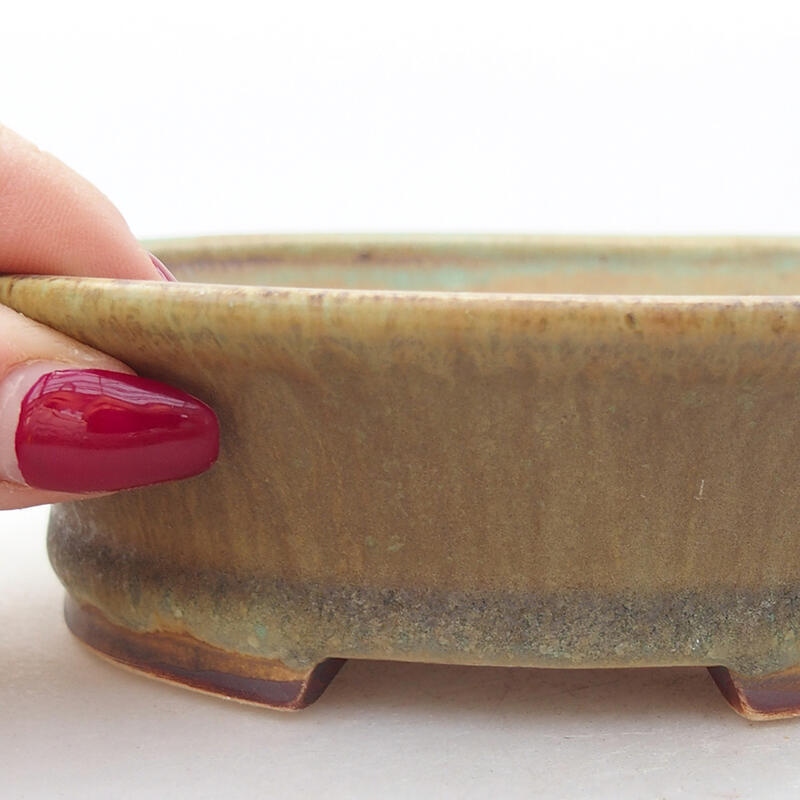 kerámia bonsai tál 14 x 12,5 x 4 cm, zöld