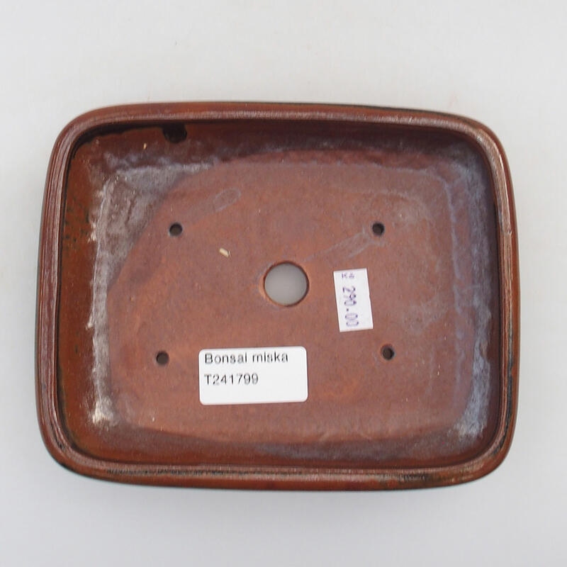 kerámia bonsai tál 15,5 x 12,5 x 3 cm, barna-fekete színben