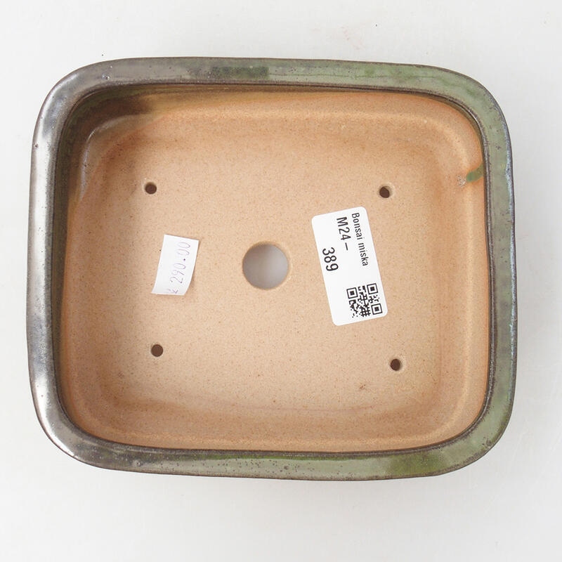 Kerámia bonsai tál 15 x 12,5 x 4,5 cm, zöld