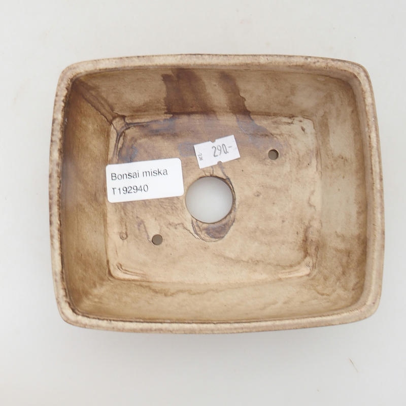 kerámia bonsai tál 15 x 12 x 5 cm, bézsbarna, bézs színű