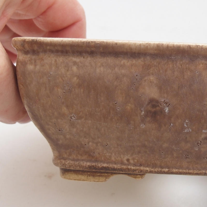 kerámia bonsai tál 15 x 12 x 5 cm, bézsbarna, bézs színű