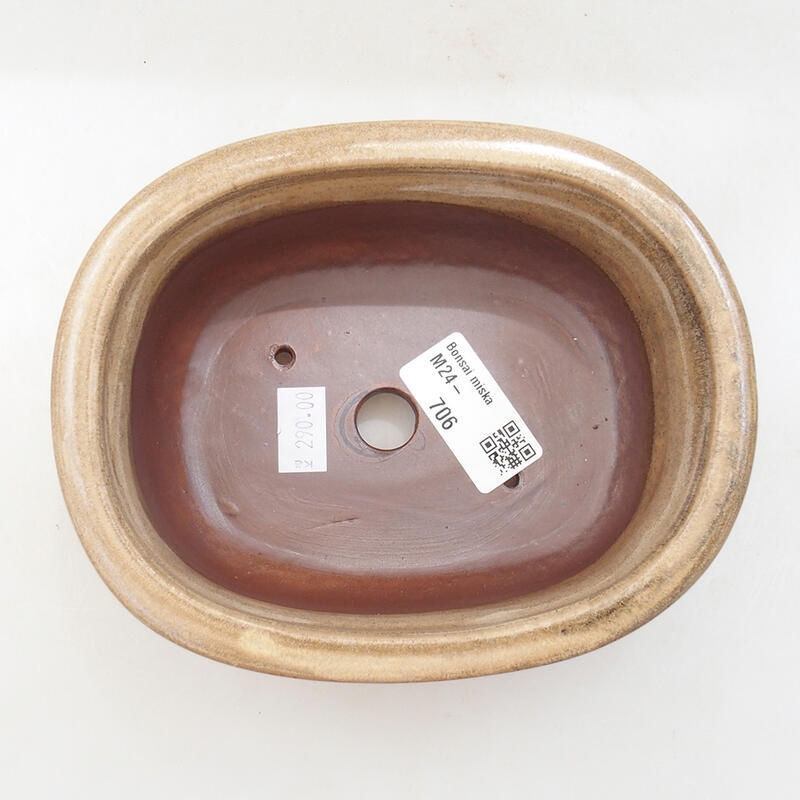 kerámia bonsai tál 16 x 12,5 x 6 cm, bézs színben