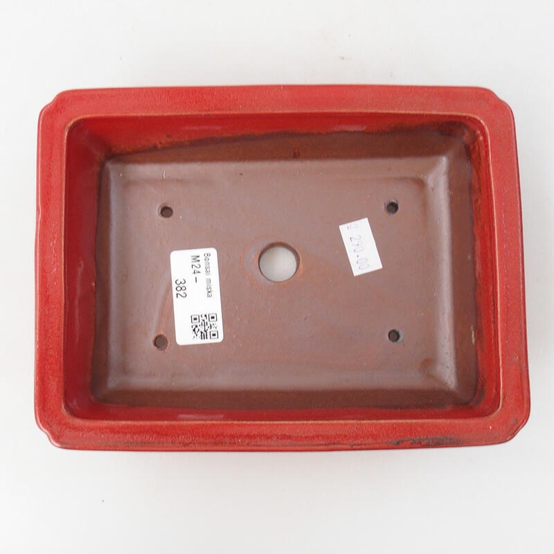 kerámia bonsai tál 18 x 13,5 x 4 cm, piros színben