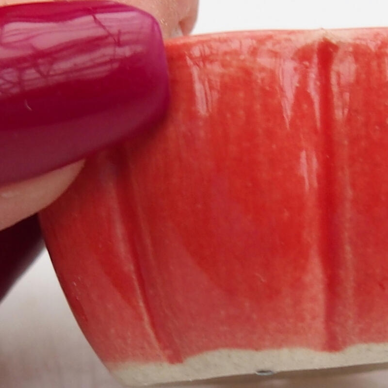 kerámia bonsai tál 3,5 x 3,5 x 2 cm, piros színben