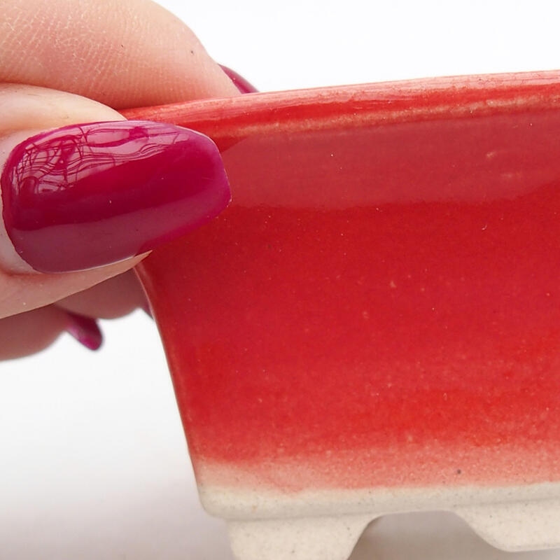 kerámia bonsai tál 5,5 x 5,5 x 3,5 cm, piros színben