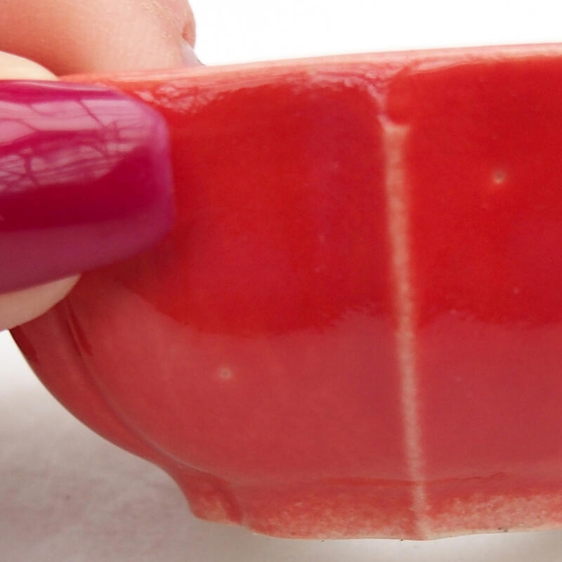 kerámia bonsai tál 5,5 x 5,5 x 3 cm, piros színben