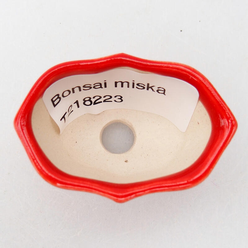 kerámia bonsai tál 5 x 3 x 2,5 cm, piros színben