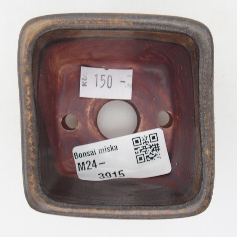 kerámia bonsai tál 6,5 x 6,5 x 4,5 cm, barna