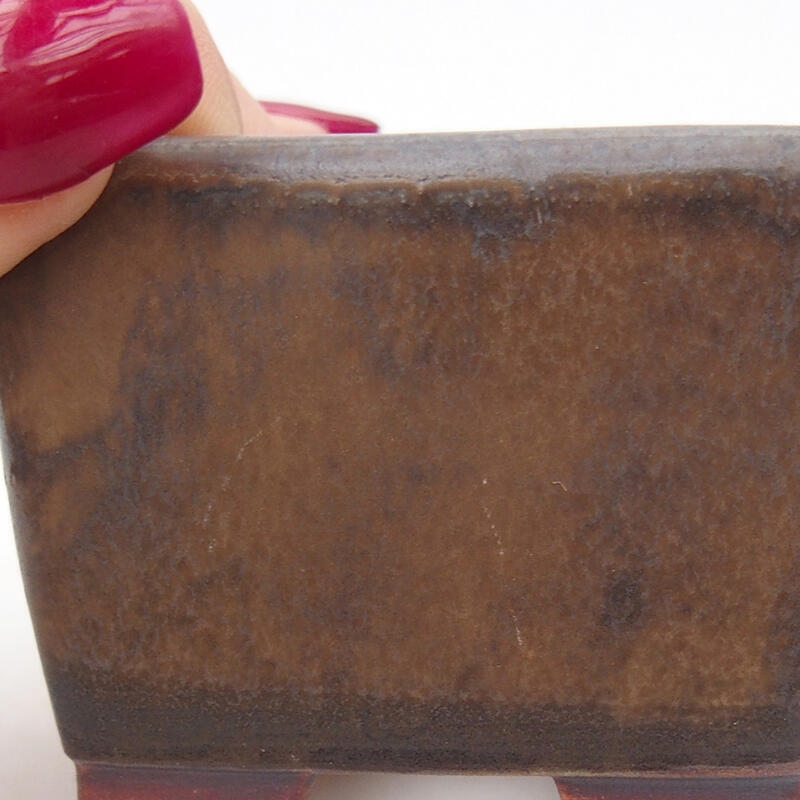 kerámia bonsai tál 6,5 x 6,5 x 4,5 cm, barna