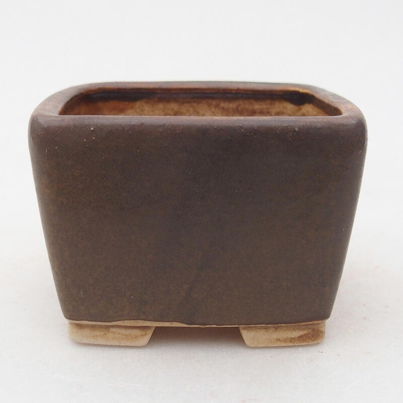 kerámia bonsai tál 6,5 x 6,5 x 4,5 cm, barna